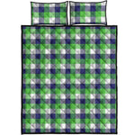 White Green And Blue Buffalo Plaid Print Quilt Bed Set