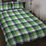 White Green And Blue Buffalo Plaid Print Quilt Bed Set