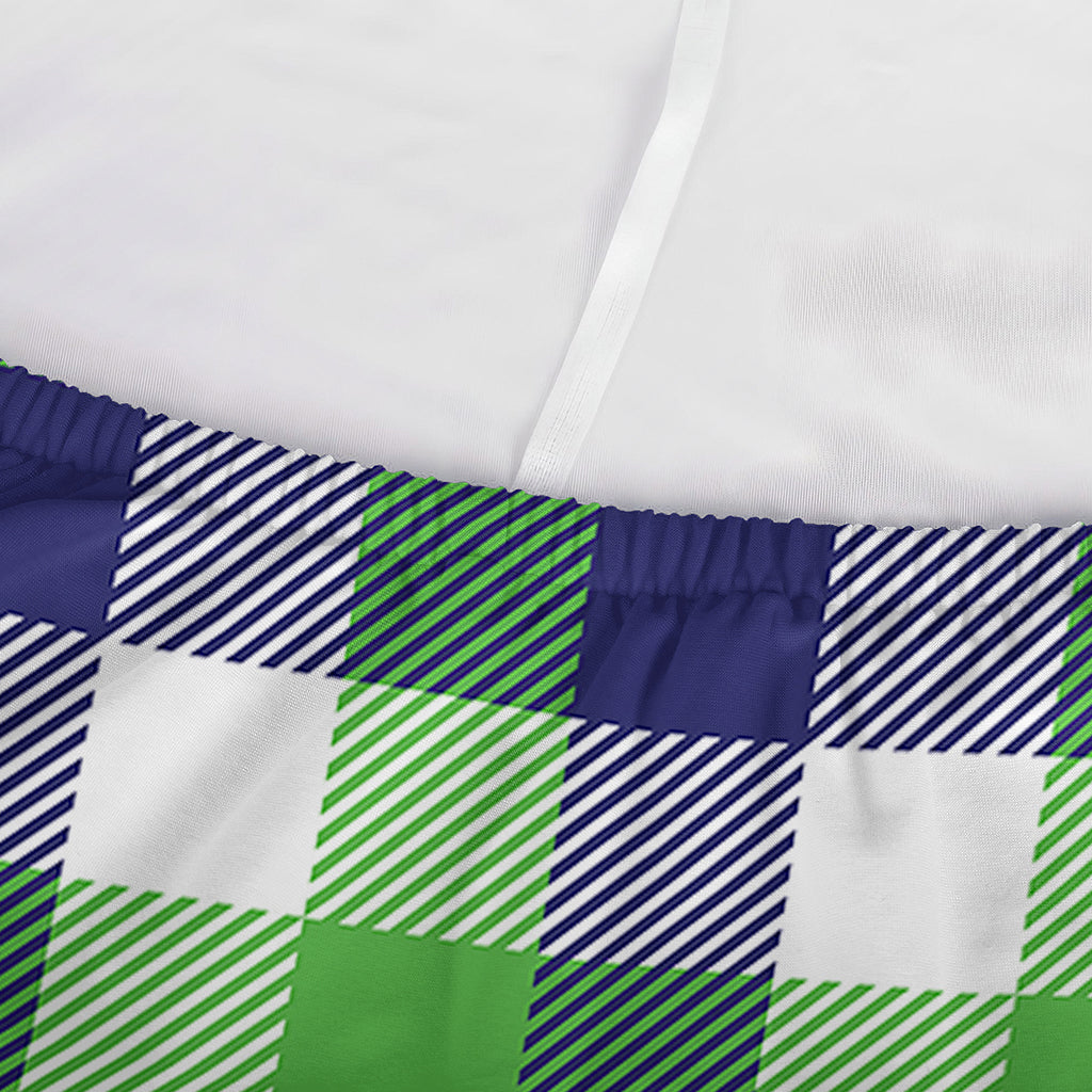 White Green And Blue Buffalo Plaid Print Sofa Cover
