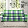 White Green And Blue Buffalo Plaid Print Sofa Slipcover