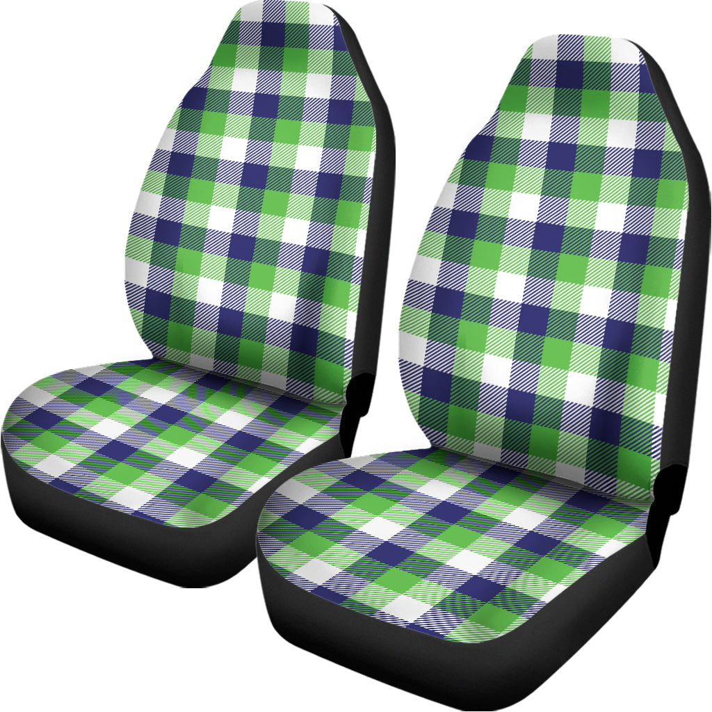 White Green And Blue Buffalo Plaid Print Universal Fit Car Seat Covers