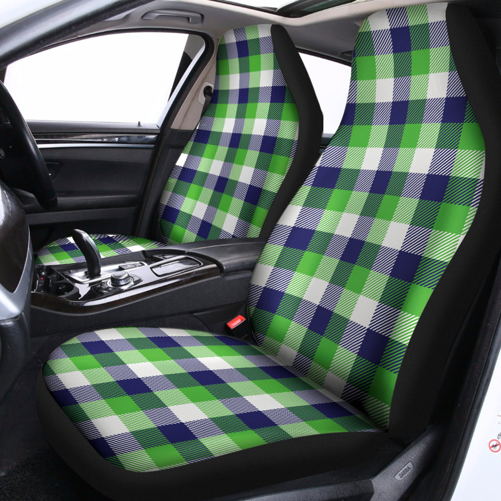 White Green And Blue Buffalo Plaid Print Universal Fit Car Seat Covers