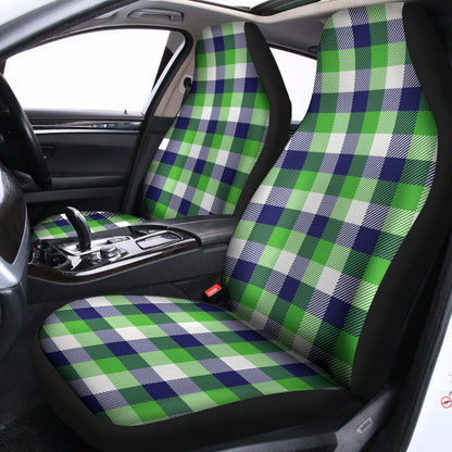White Green And Blue Buffalo Plaid Print Universal Fit Car Seat Covers