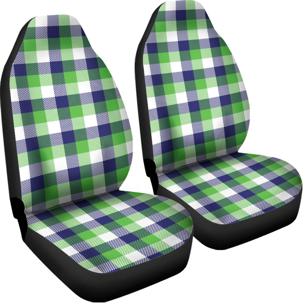White Green And Blue Buffalo Plaid Print Universal Fit Car Seat Covers