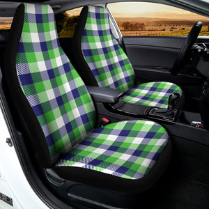 White Green And Blue Buffalo Plaid Print Universal Fit Car Seat Covers