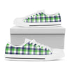 White Green And Blue Buffalo Plaid Print White Low Top Shoes
