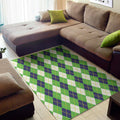White Green And Navy Argyle Print Floor Mat