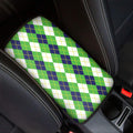 White Green And Navy Argyle Print Car Center Console Cover
