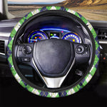 White Green And Navy Argyle Print Car Steering Wheel Cover