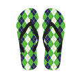 White Green And Navy Argyle Print Flip Flops