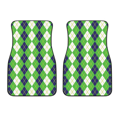 White Green And Navy Argyle Print Front Car Floor Mats