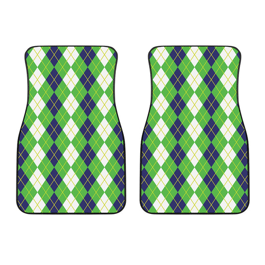 White Green And Navy Argyle Print Front Car Floor Mats