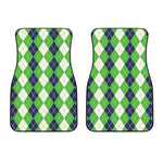 White Green And Navy Argyle Print Front Car Floor Mats