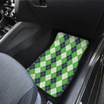 White Green And Navy Argyle Print Front Car Floor Mats