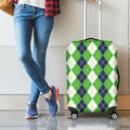 White Green And Navy Argyle Print Luggage Cover