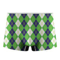 White Green And Navy Argyle Print Men's Boxer Briefs
