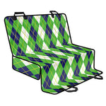 White Green And Navy Argyle Print Pet Car Back Seat Cover