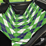 White Green And Navy Argyle Print Pet Car Back Seat Cover