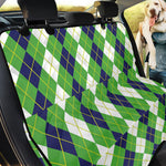 White Green And Navy Argyle Print Pet Car Back Seat Cover