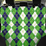 White Green And Navy Argyle Print Pet Car Back Seat Cover