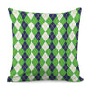 White Green And Navy Argyle Print Pillow Cover