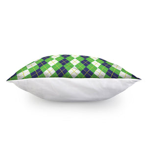 White Green And Navy Argyle Print Pillow Cover