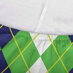 White Green And Navy Argyle Print Sofa Cover