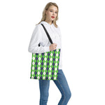 White Green And Navy Argyle Print Tote Bag