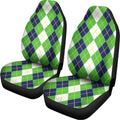 White Green And Navy Argyle Print Universal Fit Car Seat Covers