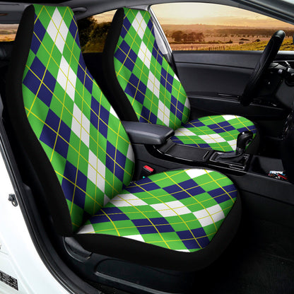 White Green And Navy Argyle Print Universal Fit Car Seat Covers