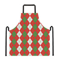 White Green And Red Argyle Pattern Print Apron