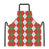 White Green And Red Argyle Pattern Print Apron