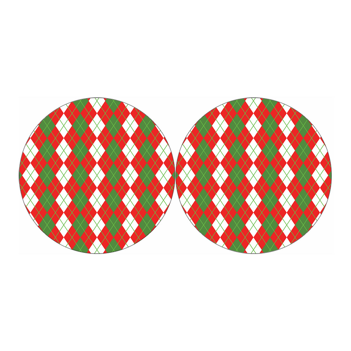 White Green And Red Argyle Pattern Print Car Coasters