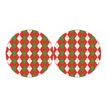 White Green And Red Argyle Pattern Print Car Coasters