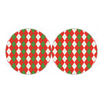 White Green And Red Argyle Pattern Print Car Coasters
