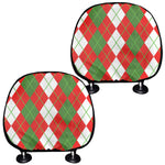 White Green And Red Argyle Pattern Print Car Headrest Covers
