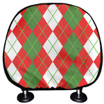 White Green And Red Argyle Pattern Print Car Headrest Covers