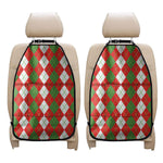 White Green And Red Argyle Pattern Print Car Seat Organizers