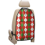 White Green And Red Argyle Pattern Print Car Seat Organizers