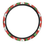 White Green And Red Argyle Pattern Print Car Steering Wheel Cover