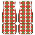 White Green And Red Argyle Pattern Print Front and Back Car Floor Mats