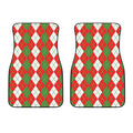 White Green And Red Argyle Pattern Print Front Car Floor Mats