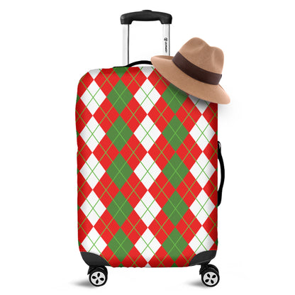 White Green And Red Argyle Pattern Print Luggage Cover
