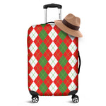 White Green And Red Argyle Pattern Print Luggage Cover