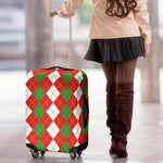 White Green And Red Argyle Pattern Print Luggage Cover
