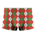White Green And Red Argyle Pattern Print Men's Boxer Briefs