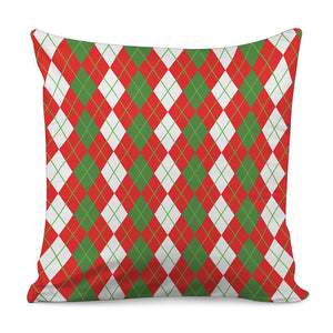 White Green And Red Argyle Pattern Print Pillow Cover