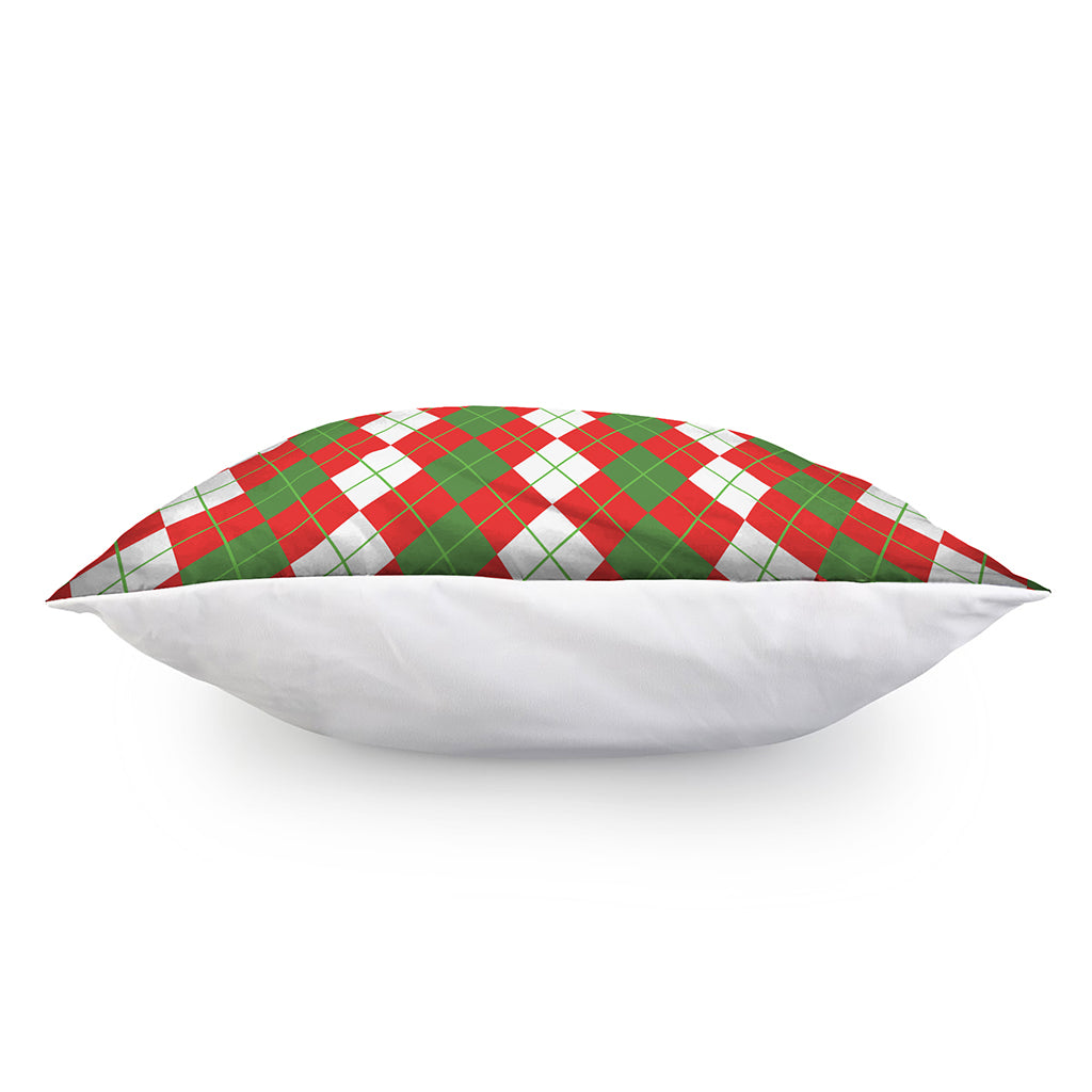 White Green And Red Argyle Pattern Print Pillow Cover