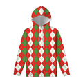 White Green And Red Argyle Pattern Print Pullover Hoodie