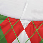 White Green And Red Argyle Pattern Print Sofa Cover
